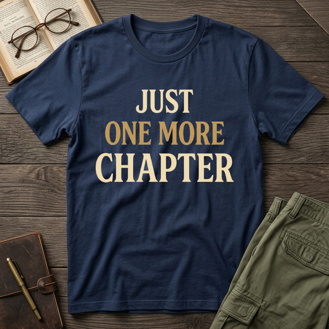 Just One More Chapter Christian Bible study t-shirt in Navy