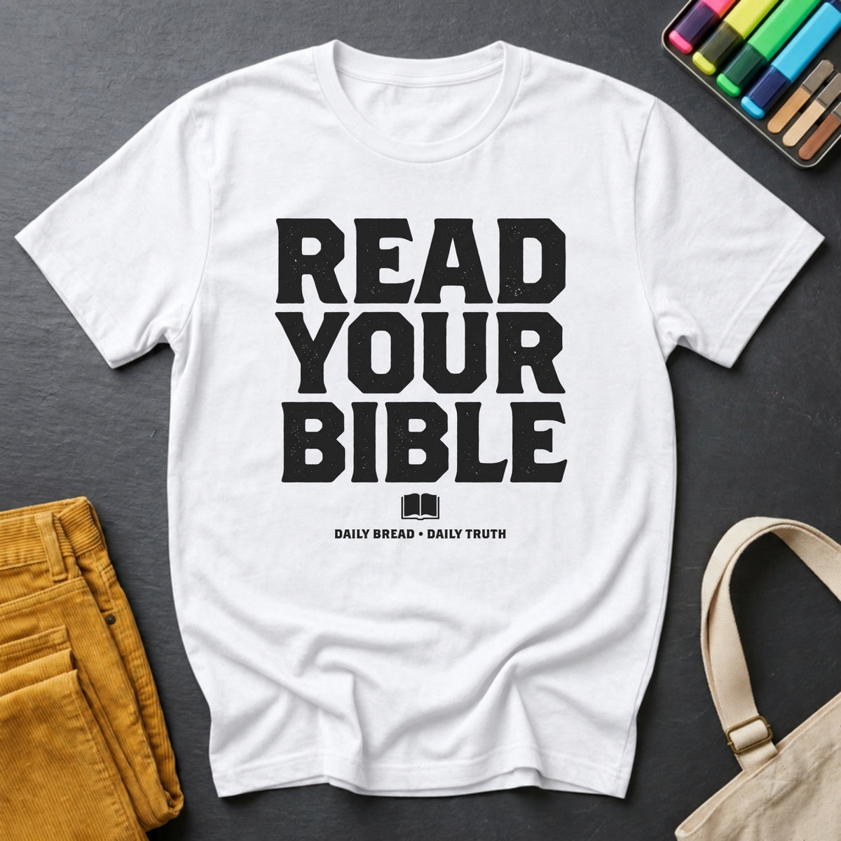 Read Your Bible tee in White