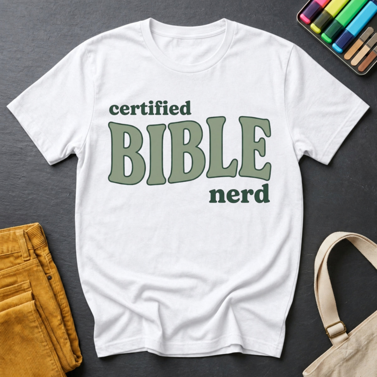 Certified Bible Nerd tee in White