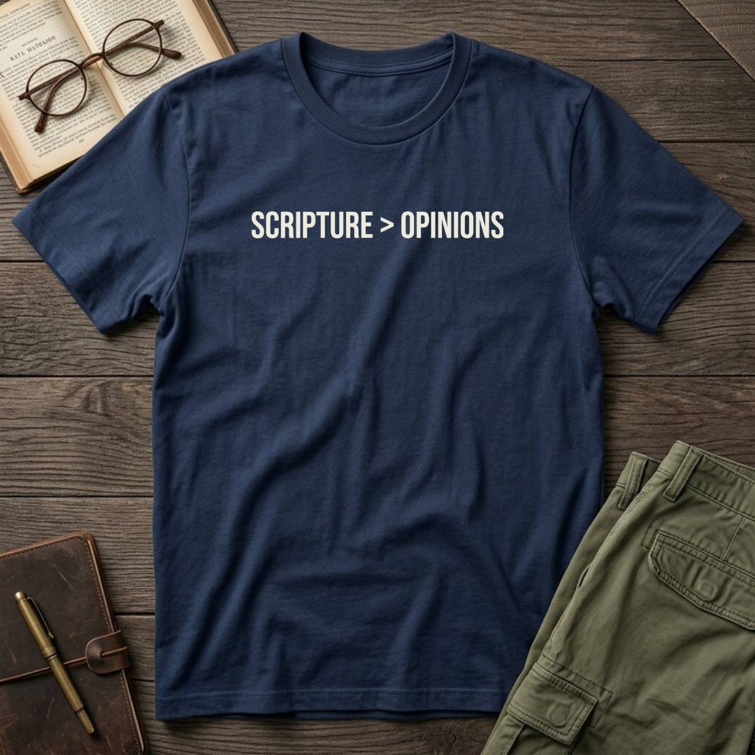 Scripture > Opinions Christian Bible study t-shirt in Navy