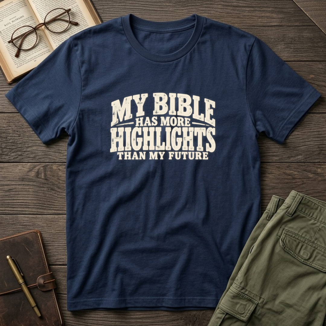 My Bible Has More Highlights Than My Future Christian Bible study t-shirt in Navy