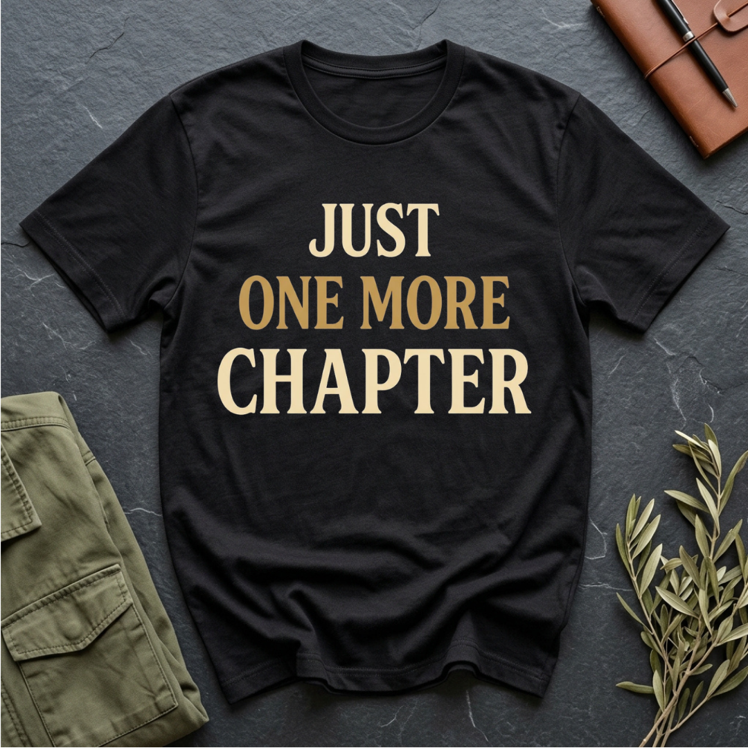 Just One More Chapter Christian Bible study t-shirt in Black