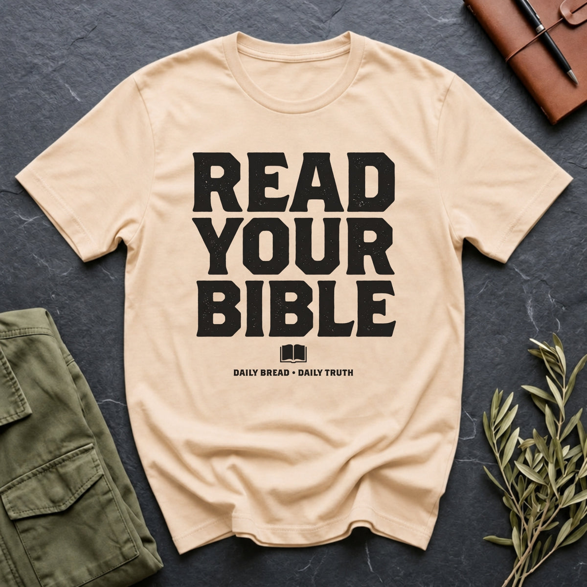 Read Your Bible tee in Natural