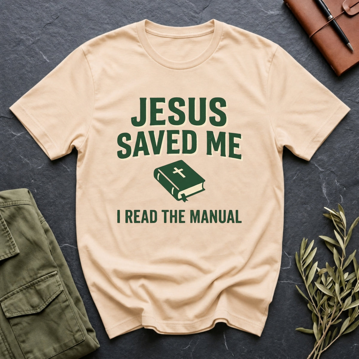 Jesus Saved Me tee in Natural