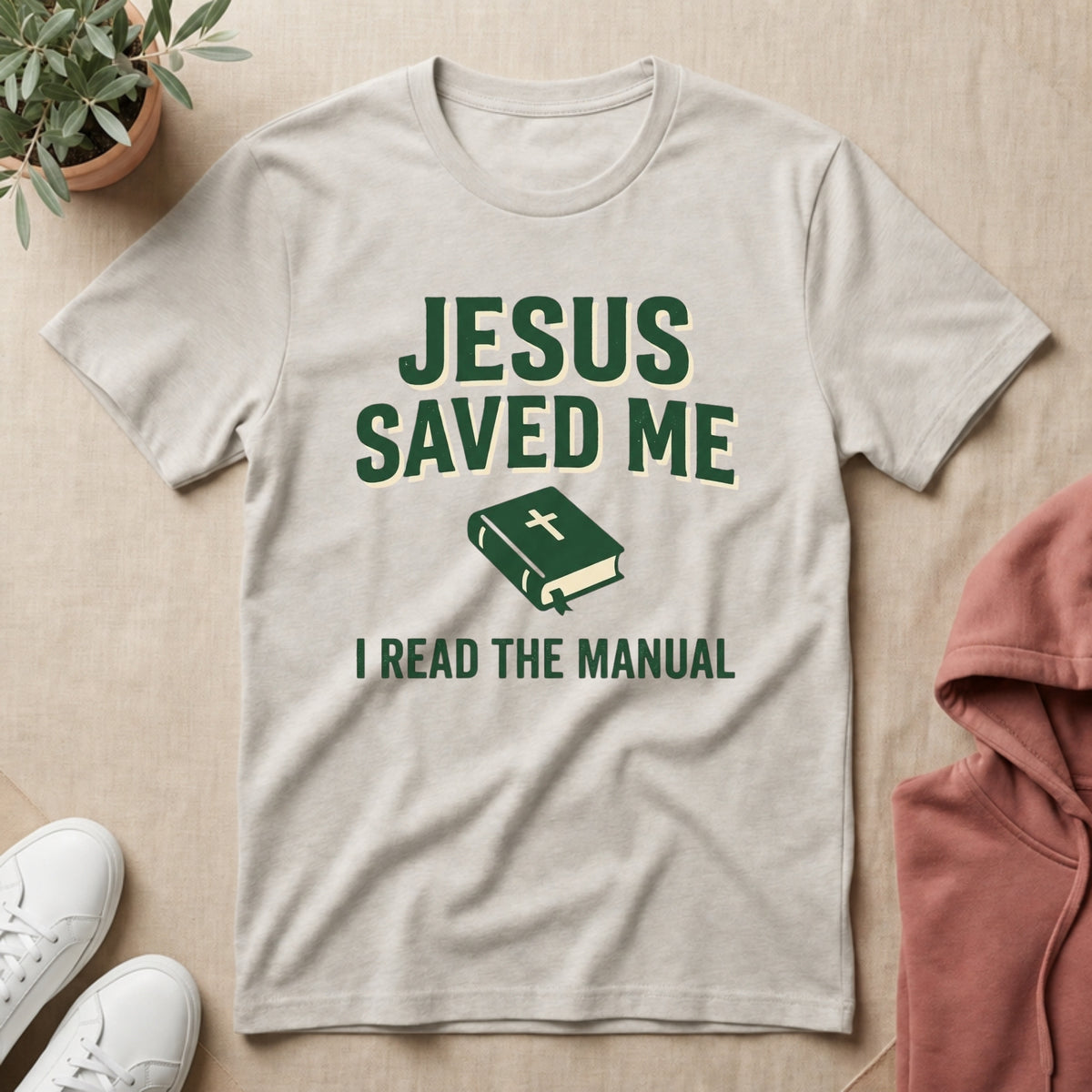 Jesus Saved Me tee in Ice Grey