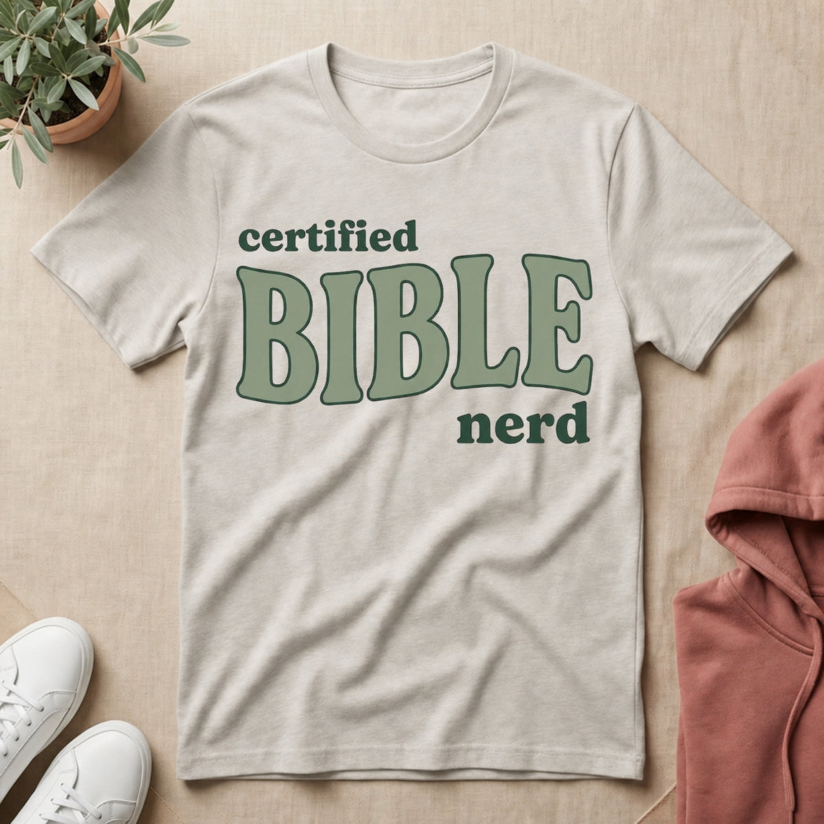 Certified Bible Nerd tee in Ice Grey