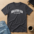 Bible Study Club, Est. in the Word Christian Bible study t-shirt in Charcoal