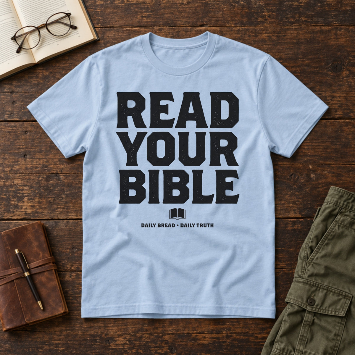 Read Your Bible tee in Light Blue