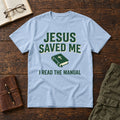 Jesus Saved Me tee in Light Blue