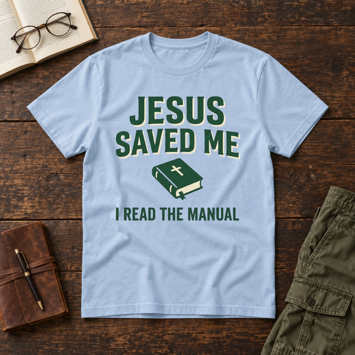 Jesus Saved Me tee in Light Blue