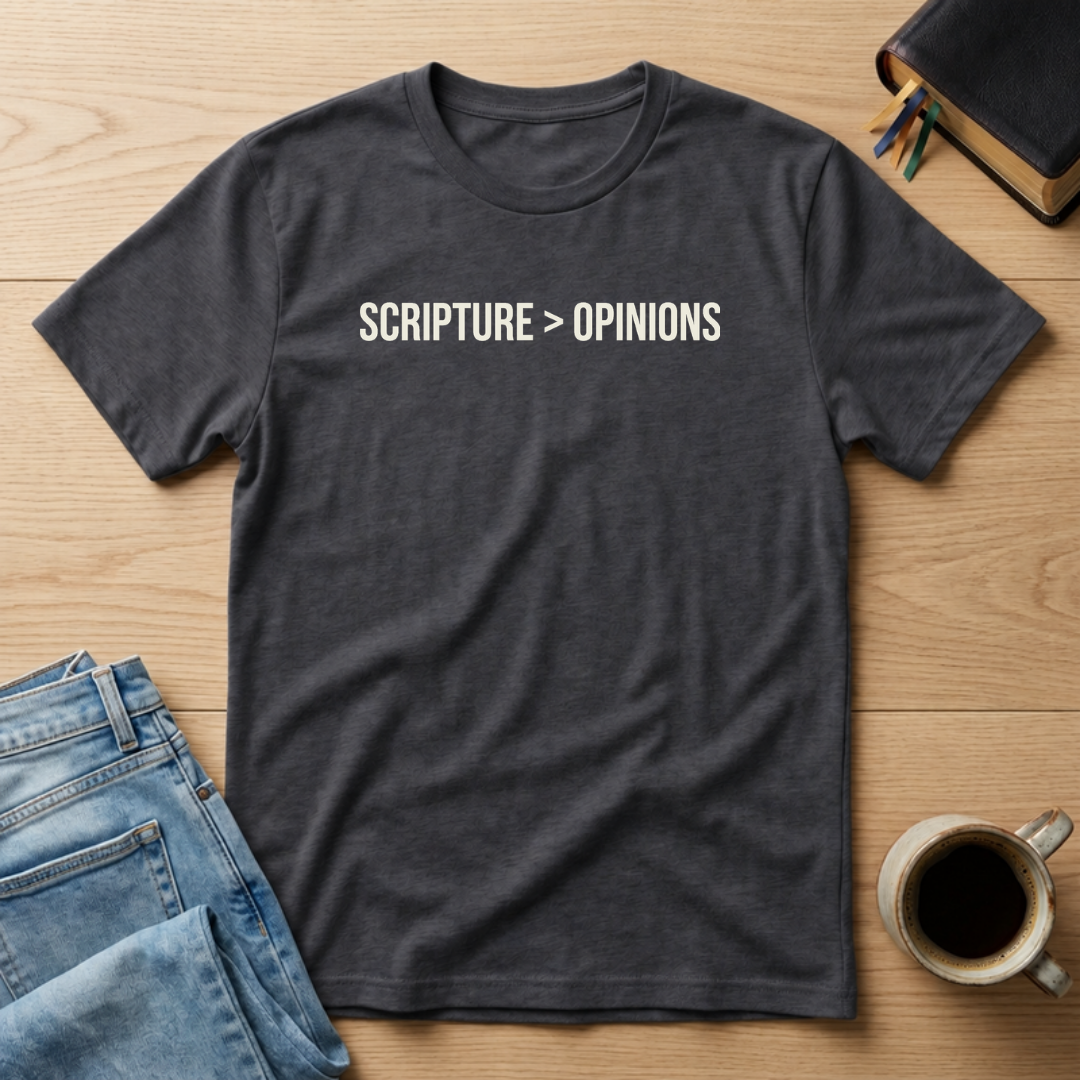 Scripture > Opinions Christian Bible study t-shirt in Charcoal