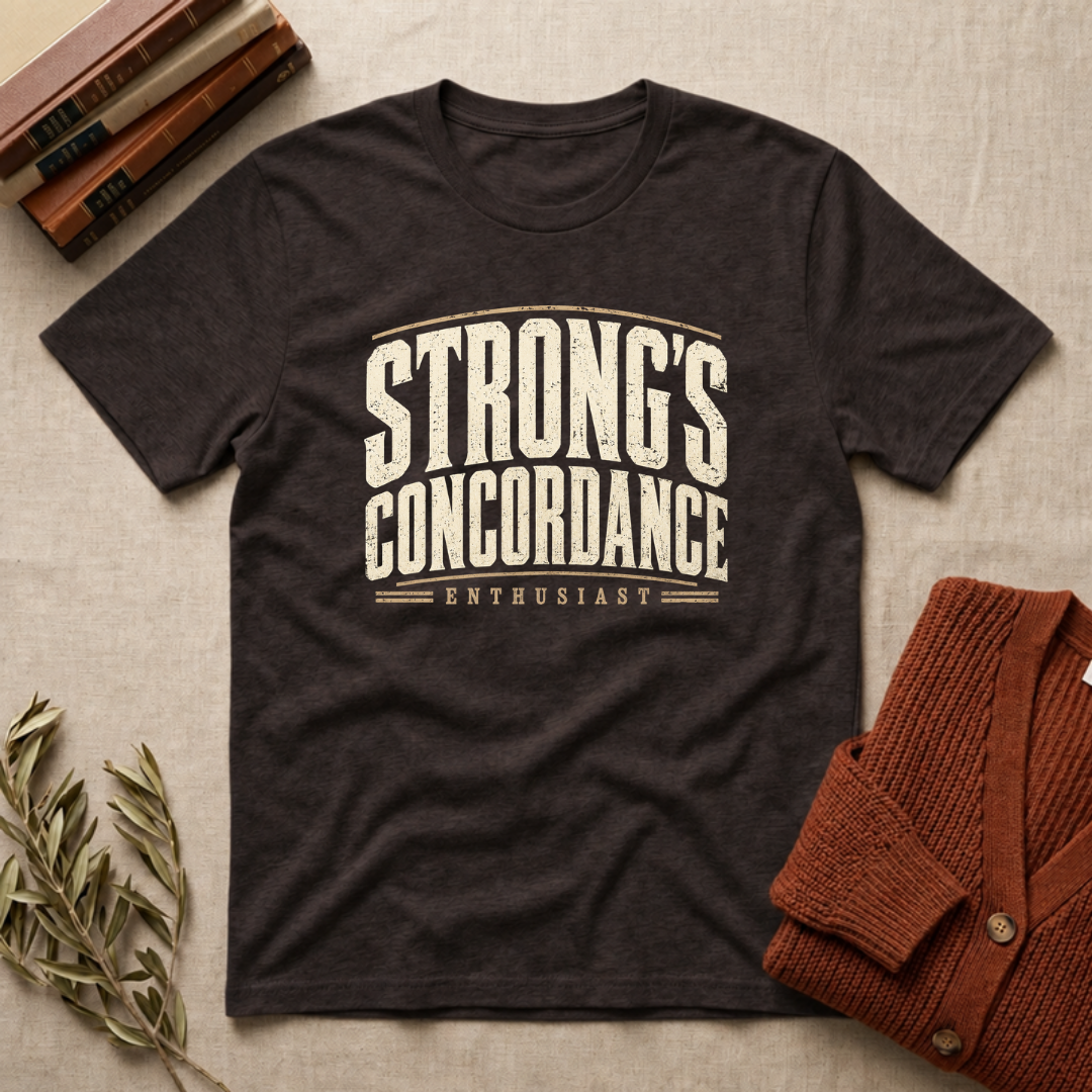 Strong's Concordance Enthusiast Christian Bible study t-shirt in Dark Chocolate