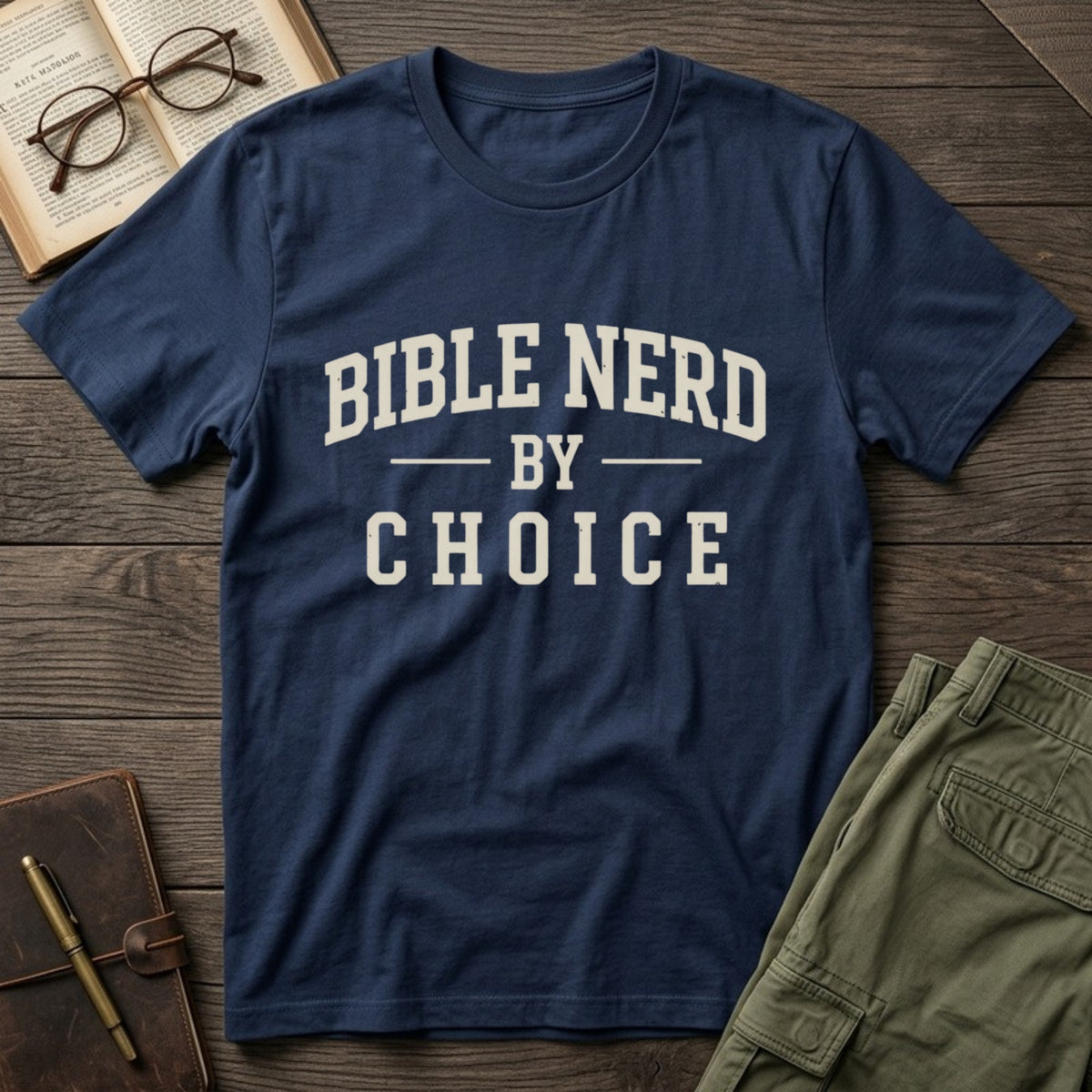 Bible Nerd by Choice tee in Navy