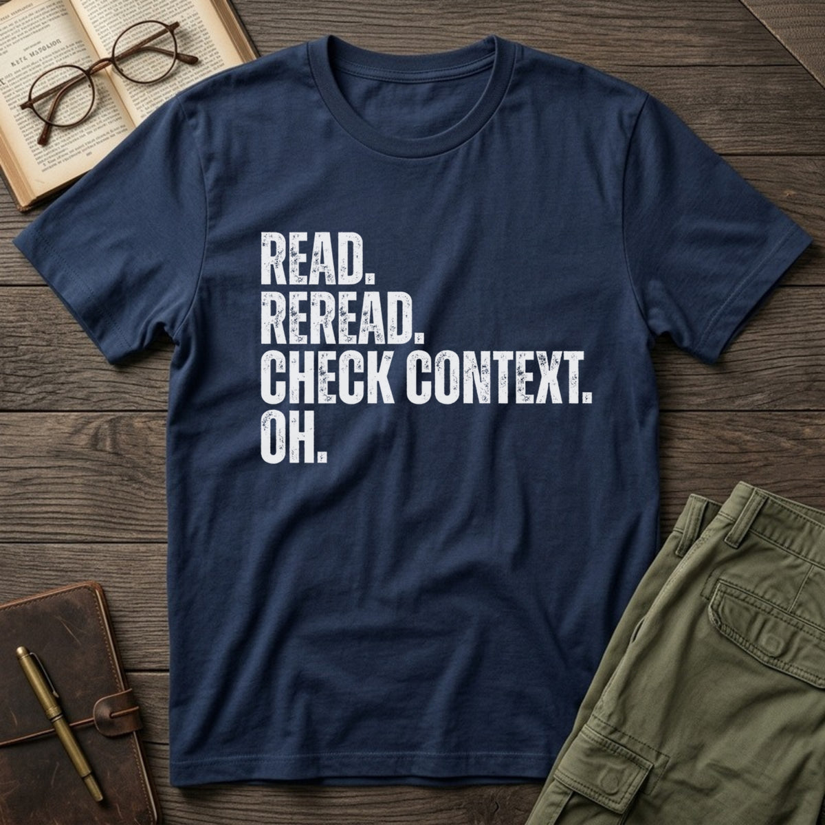 Read. Check Context. tee in Navy