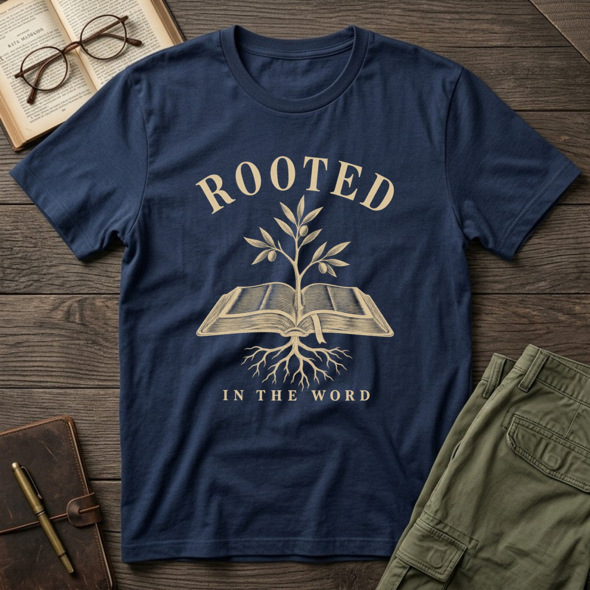 Rooted in the Word: Psalm 1 tee in Navy