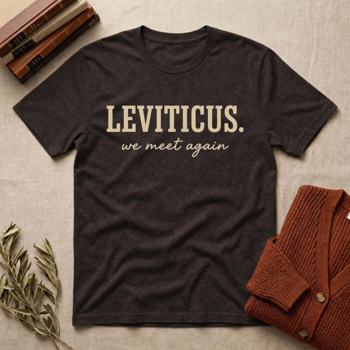 Leviticus, We Meet Again tee in Dark Chocolate