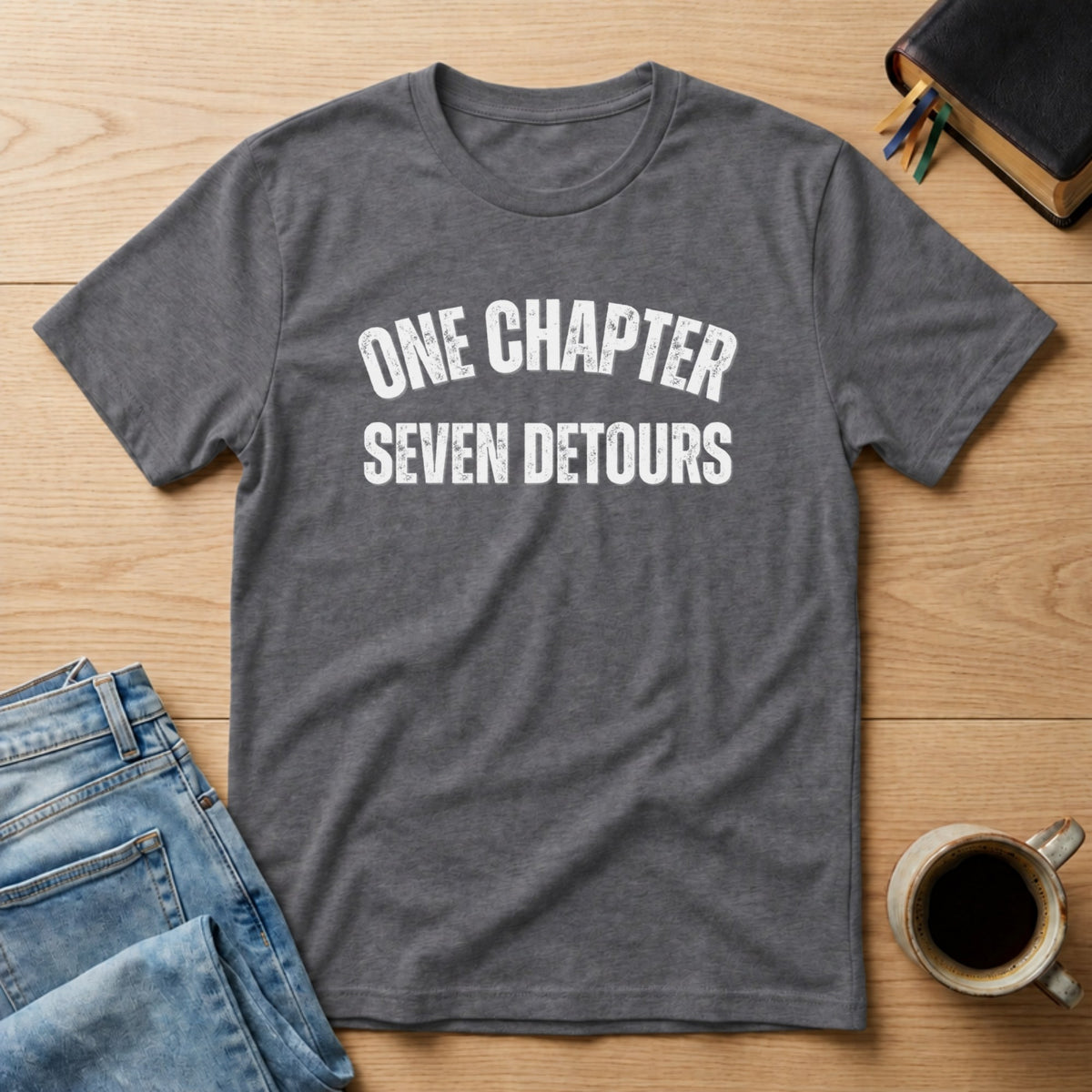 One Chapter, Seven Detours tee in Charcoal