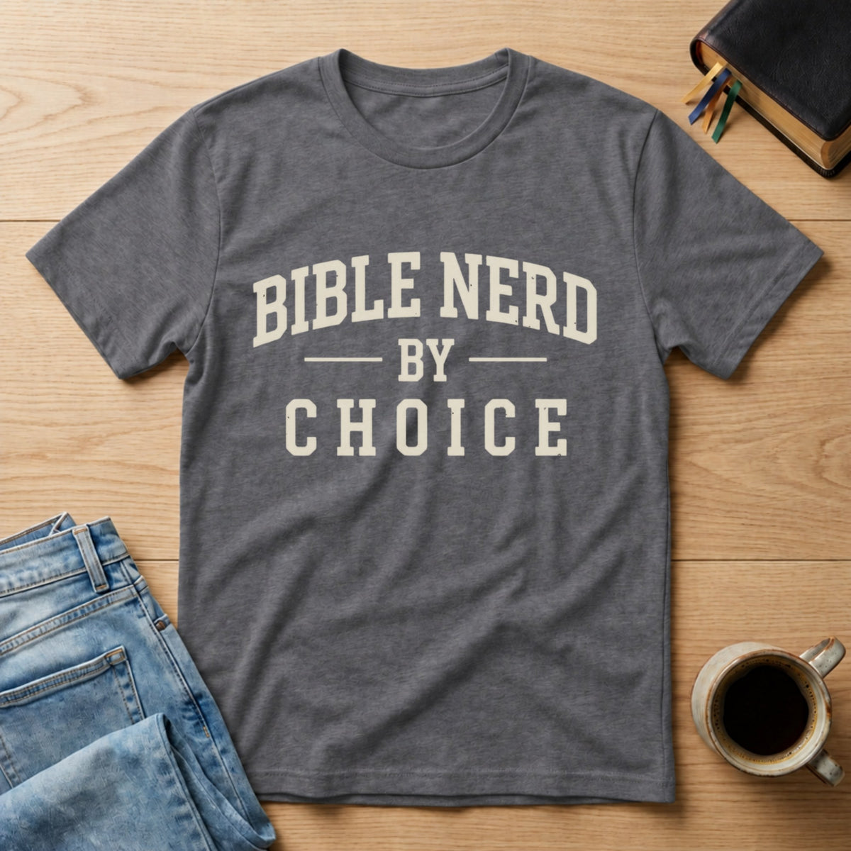 Bible Nerd by Choice tee in Charcoal