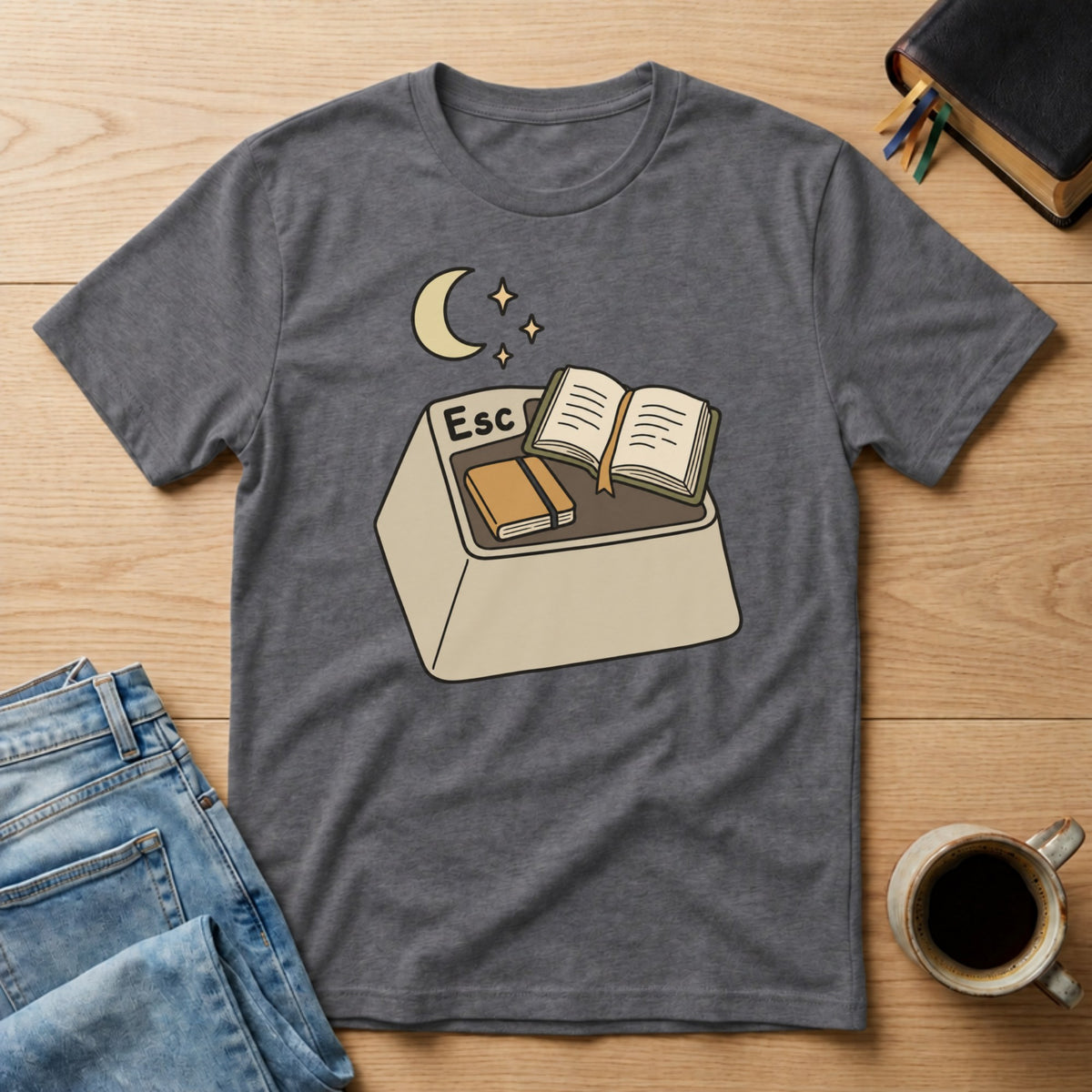 ESC to Scripture tee in Charcoal