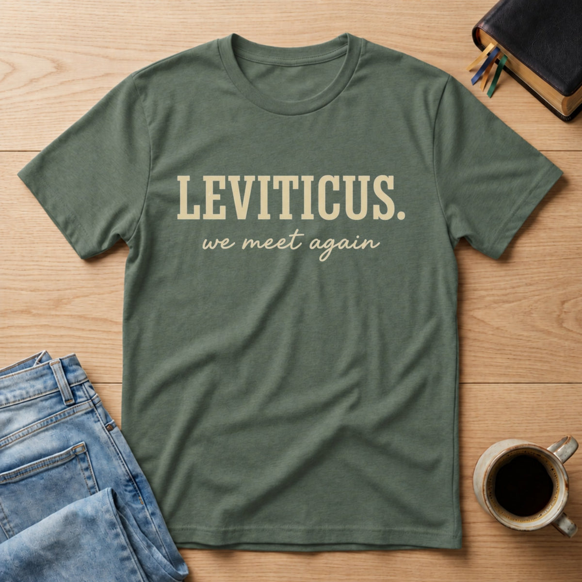 Leviticus, We Meet Again tee in Military Green