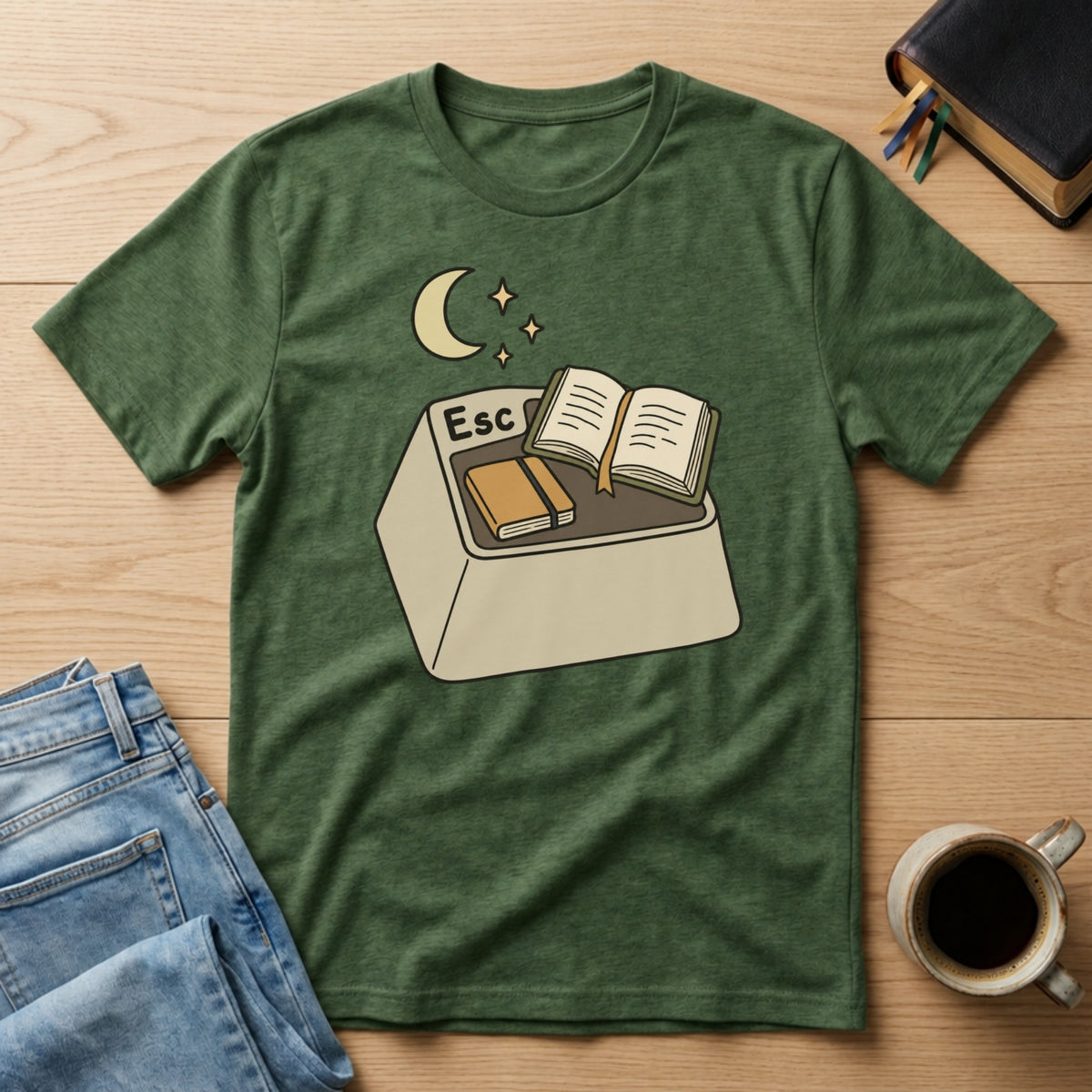 ESC to Scripture tee in Military Green