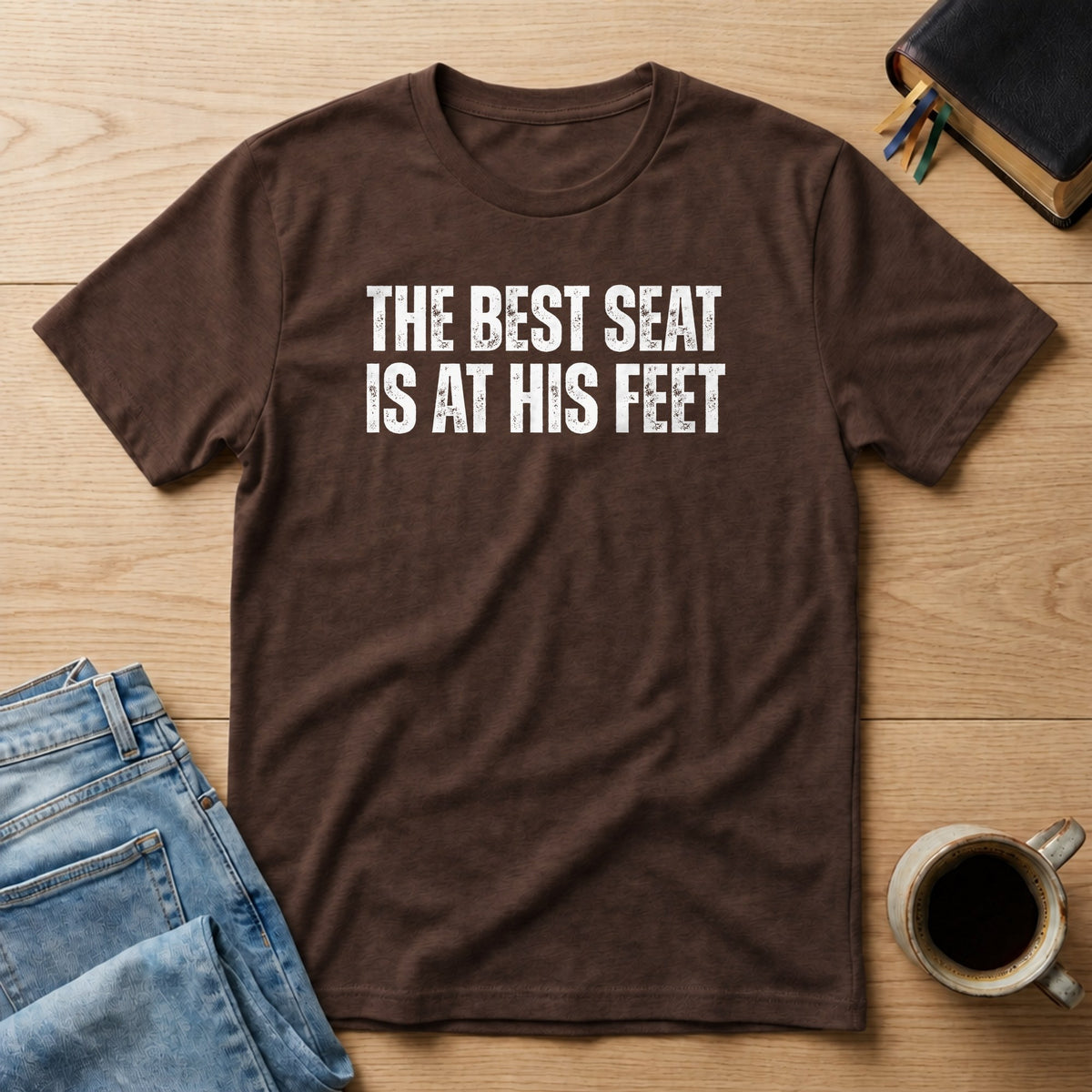 The Best Seat Is at His Feet Comfort Colors 1717 tee in Espresso
