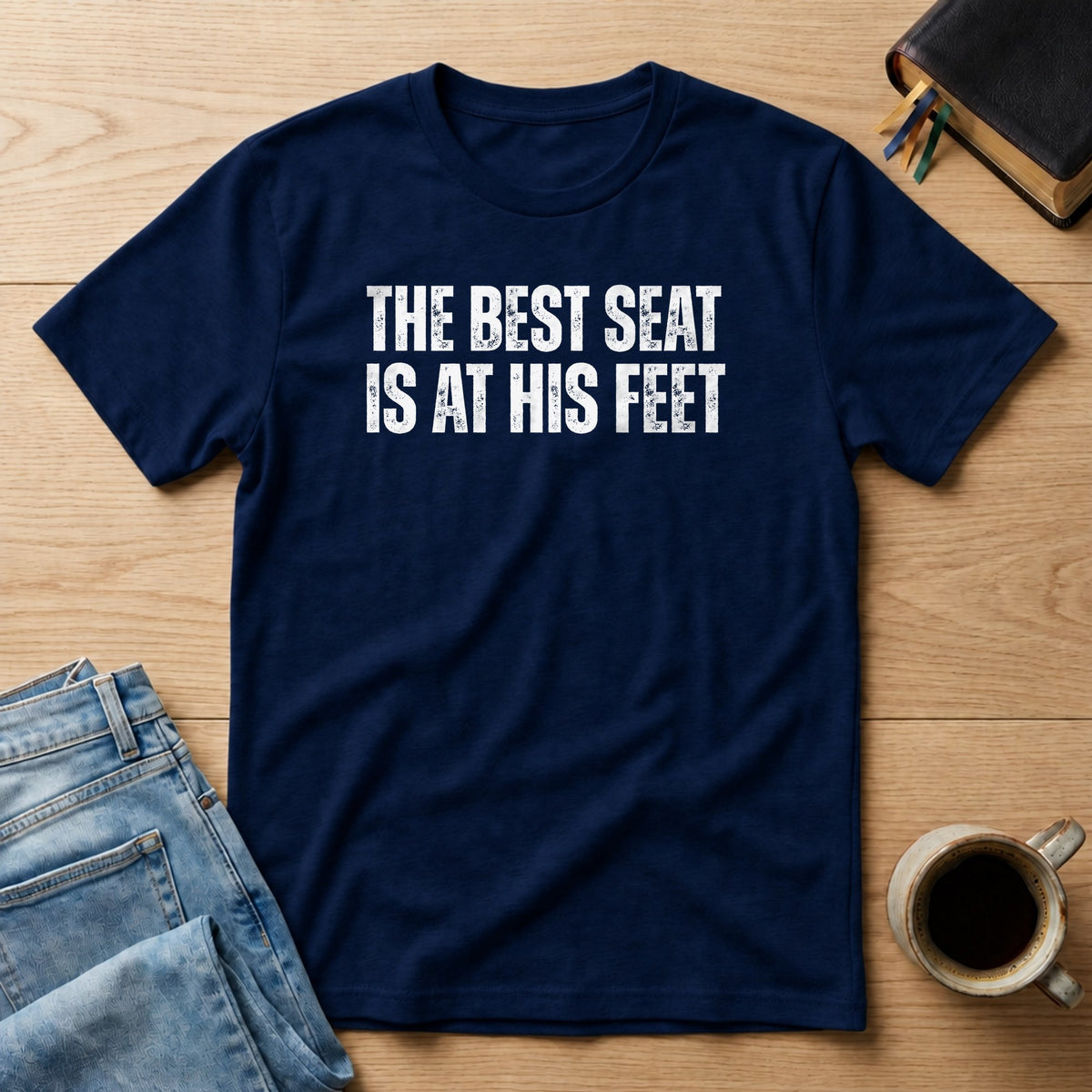The Best Seat Is at His Feet Comfort Colors 1717 tee in True Navy