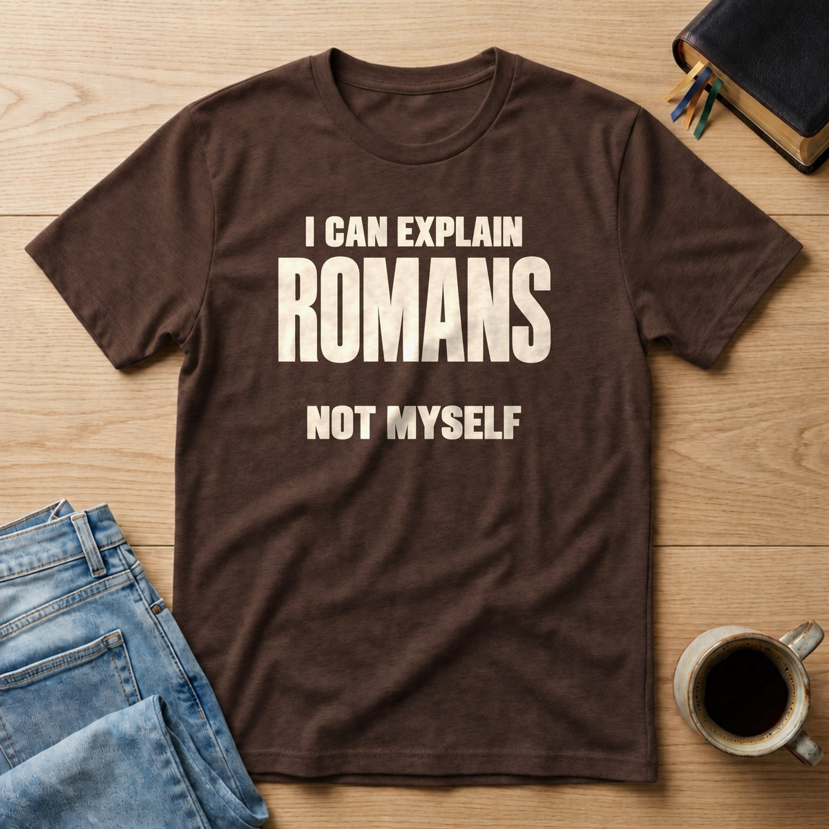 I Can Explain Romans, Not Myself Comfort Colors 1717 tee in Espresso
