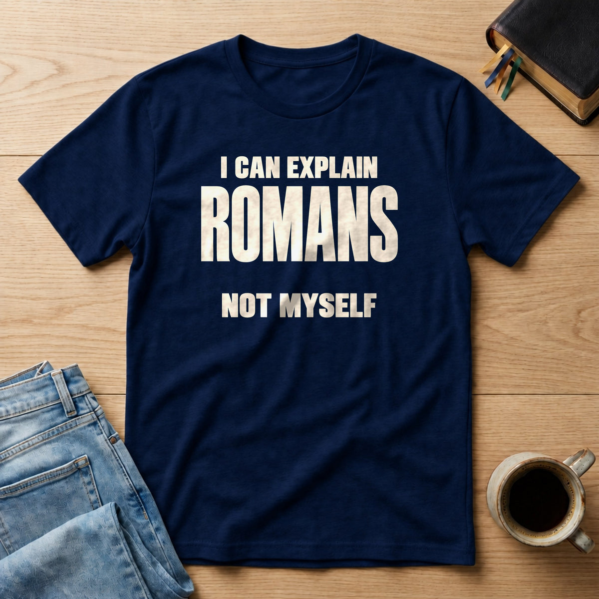 I Can Explain Romans, Not Myself Comfort Colors 1717 tee in True Navy