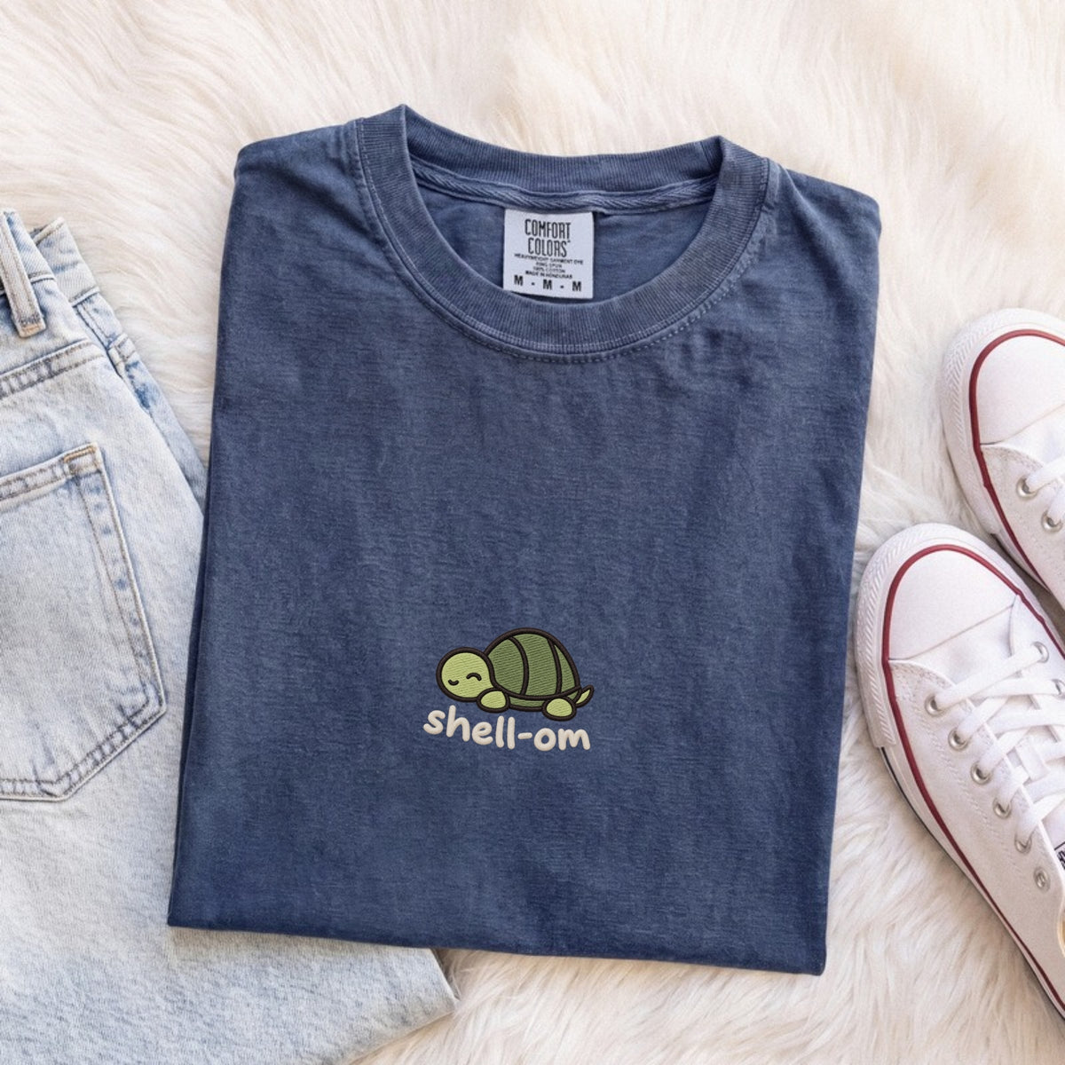 Shell-om Embroidered Turtle T-Shirt