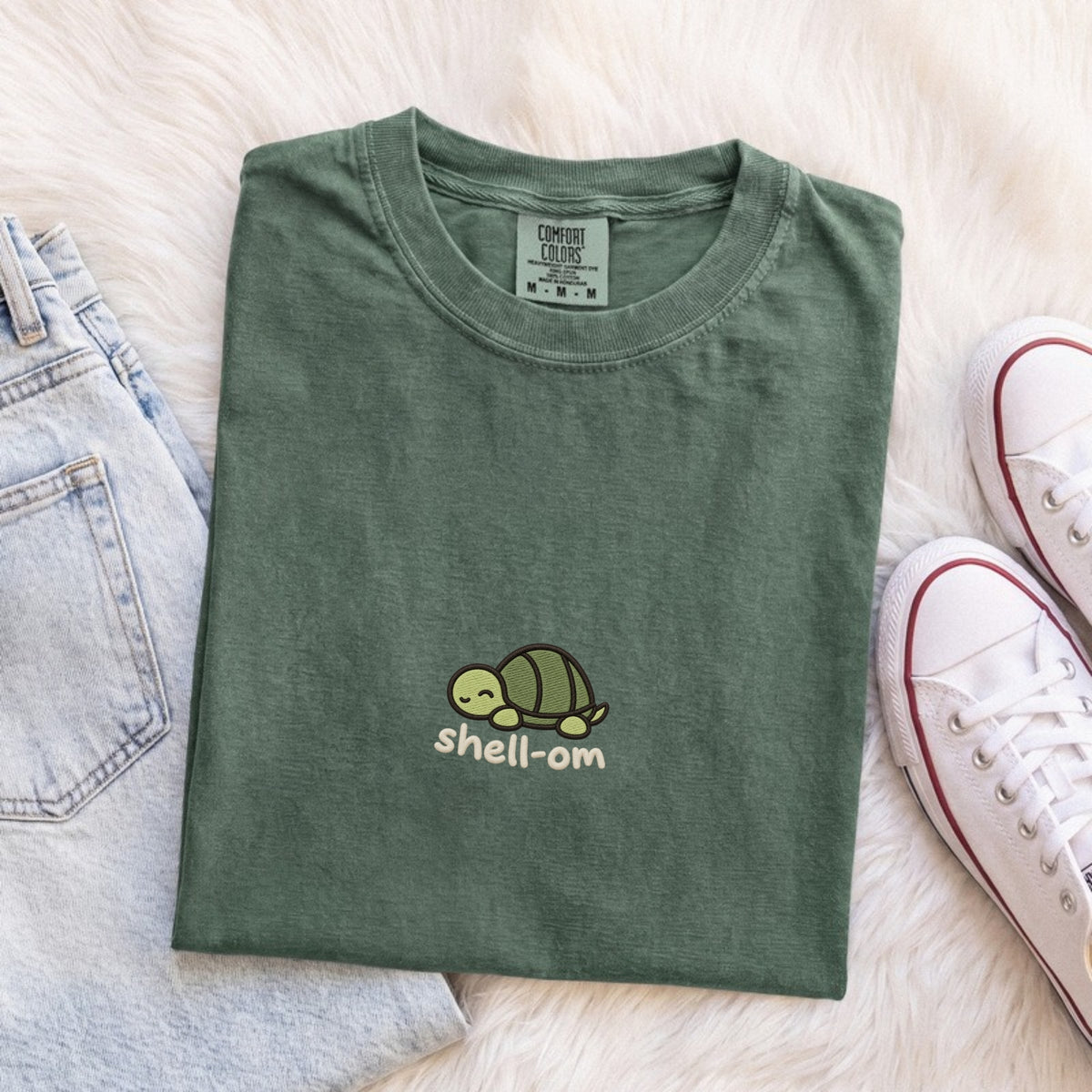 Shell-om Embroidered Turtle T-Shirt