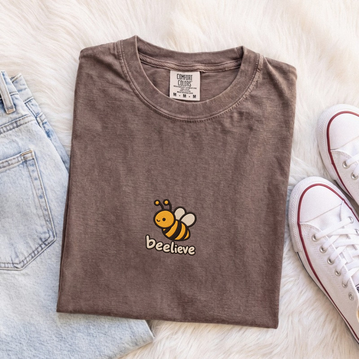 Beelieve Embroidered Bee T-Shirt