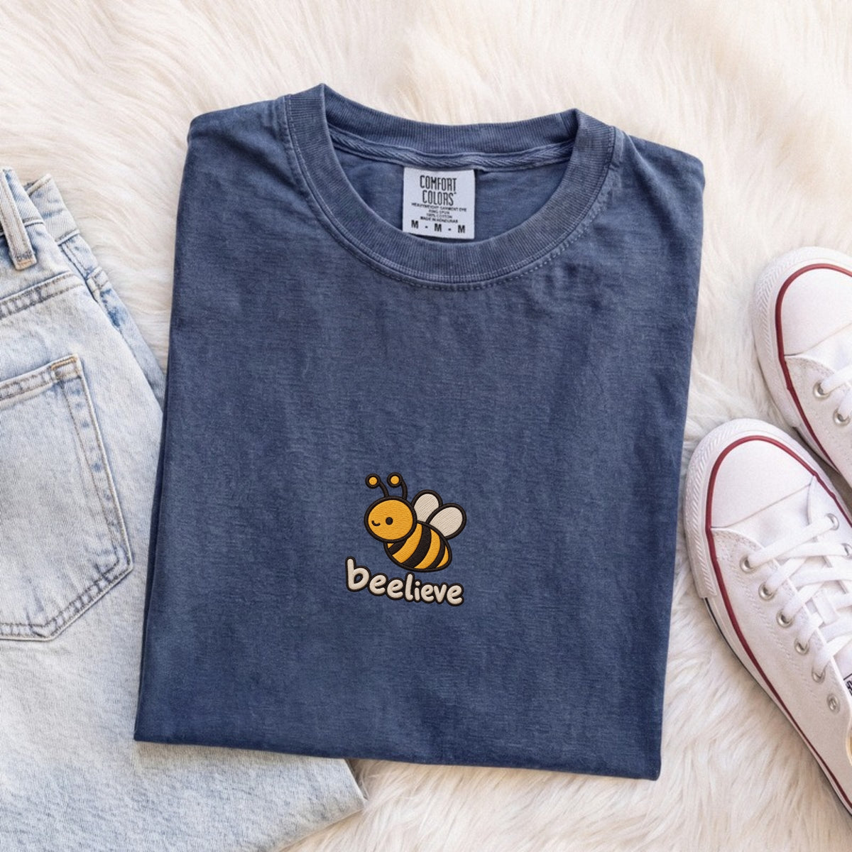 Beelieve Embroidered Bee T-Shirt
