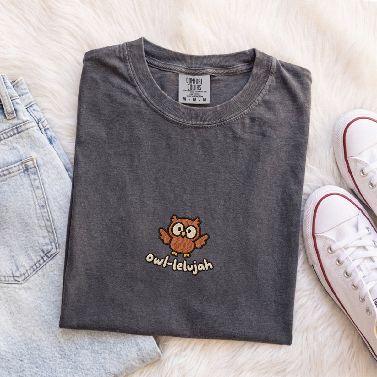 Owl-lelujah Embroidered Owl T-Shirt