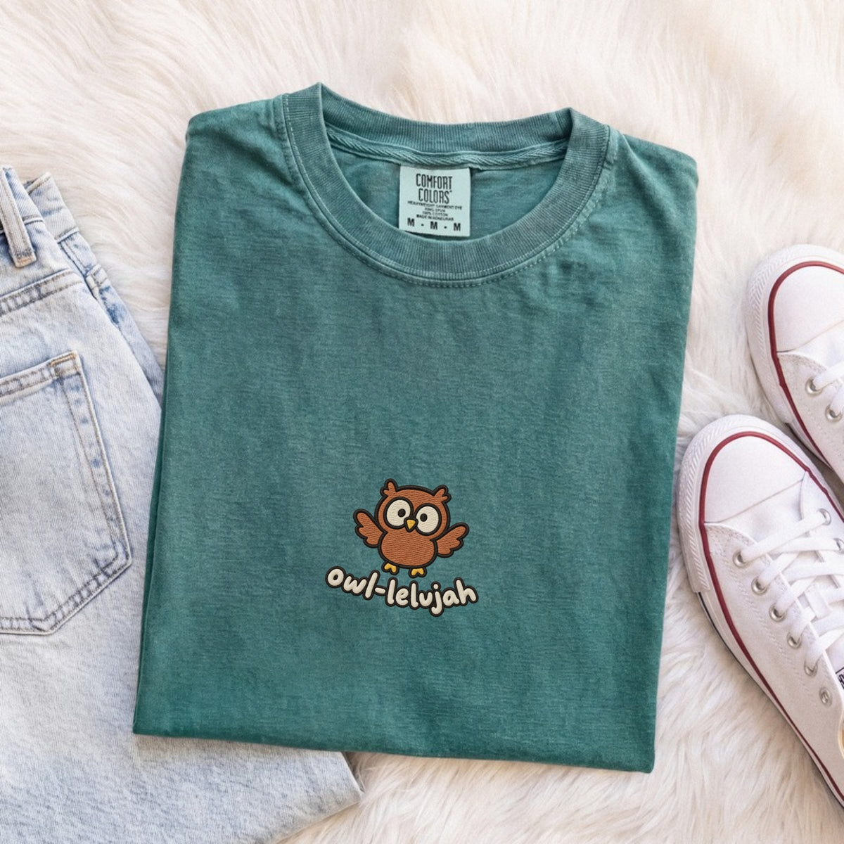 Owl-lelujah Embroidered Owl T-Shirt