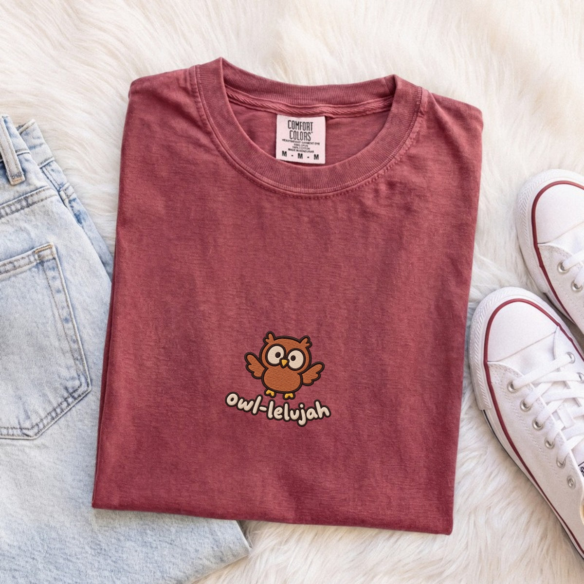 Owl-lelujah Embroidered Owl T-Shirt