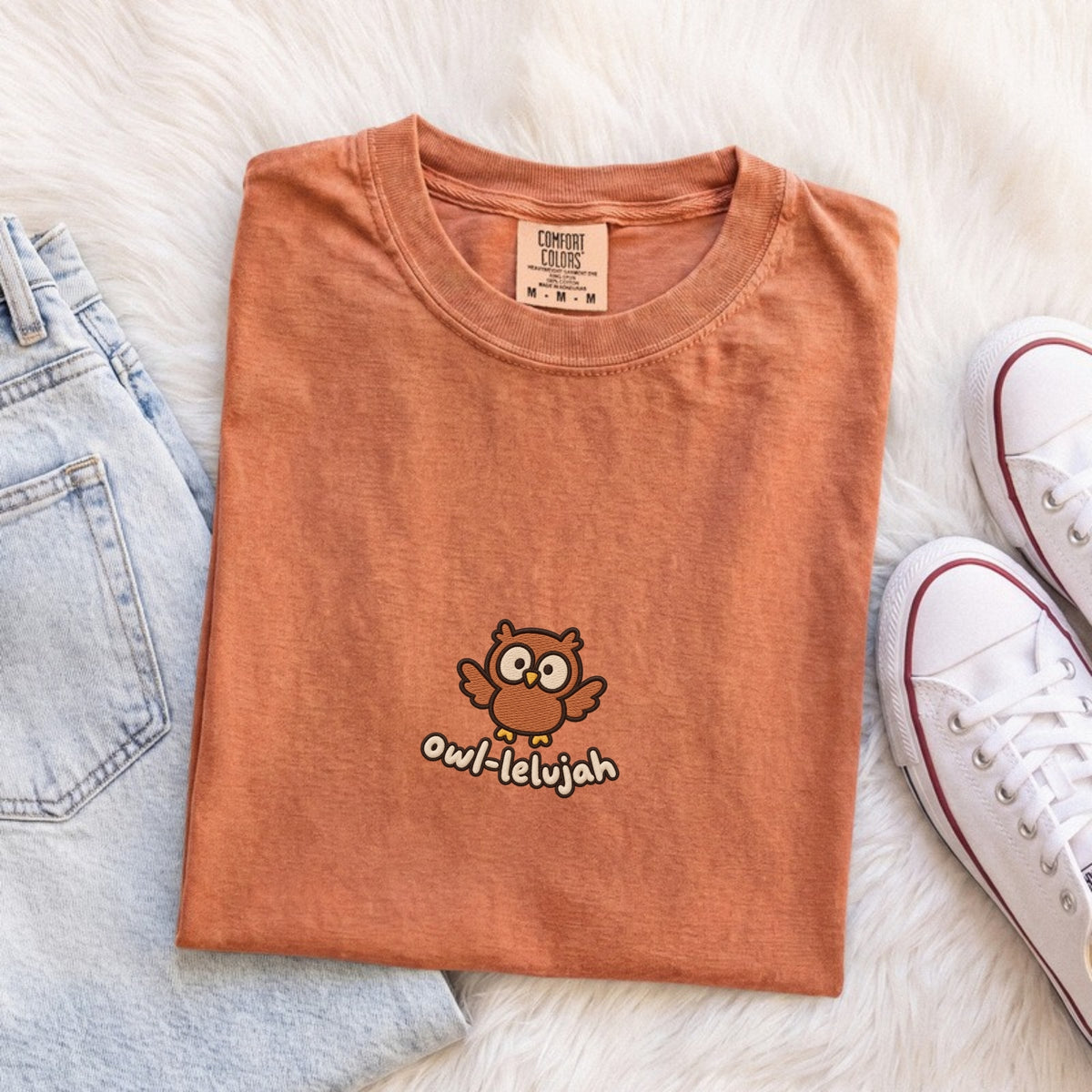 Owl-lelujah Embroidered Owl T-Shirt