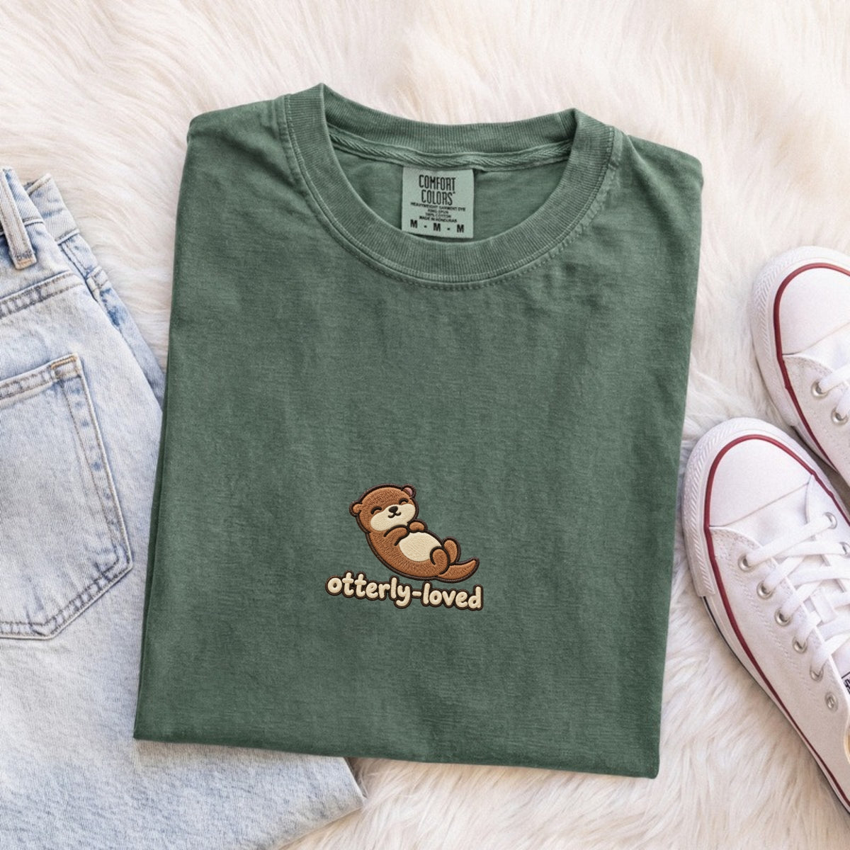 Otterly-loved Embroidered Otter T-Shirt