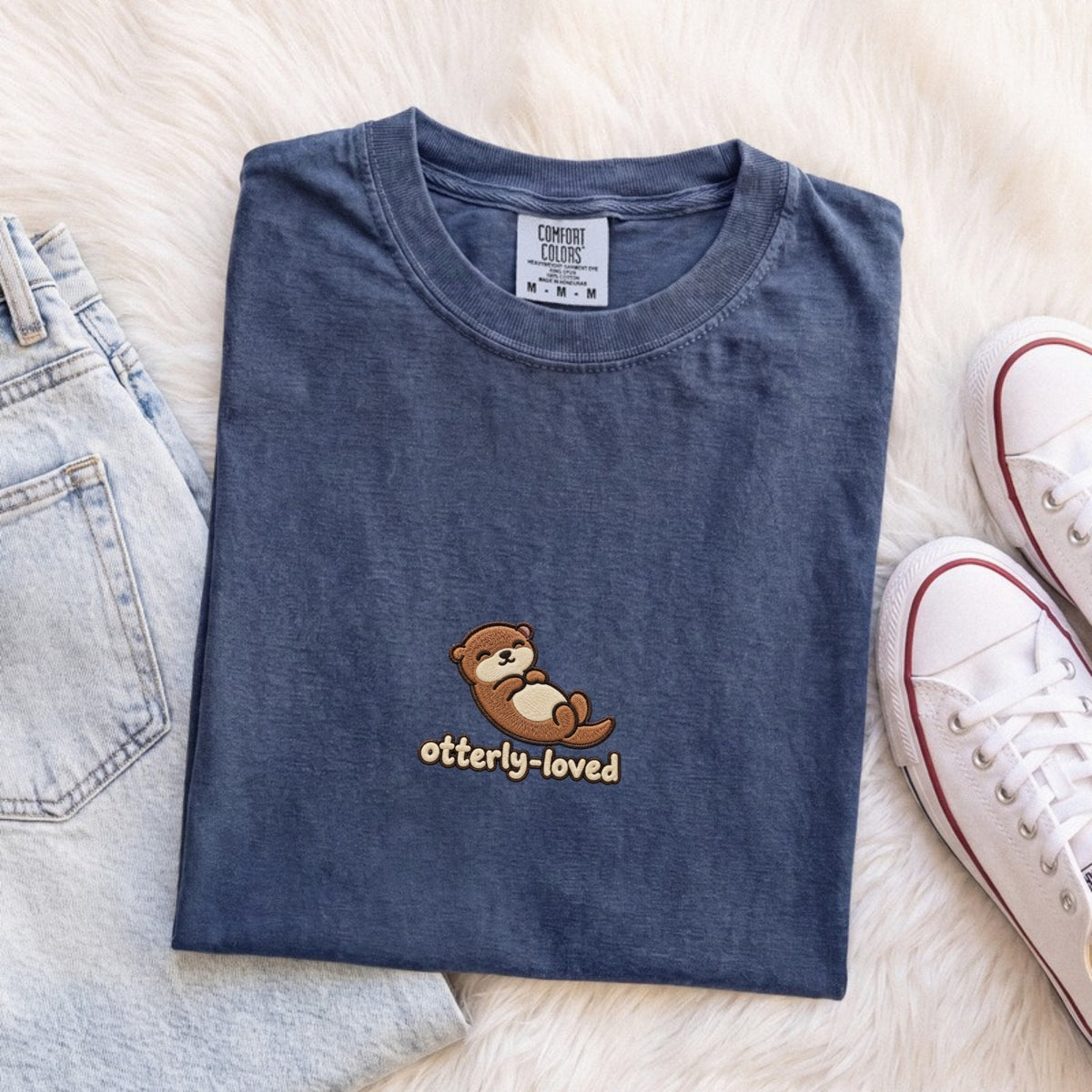 Otterly-loved Embroidered Otter T-Shirt