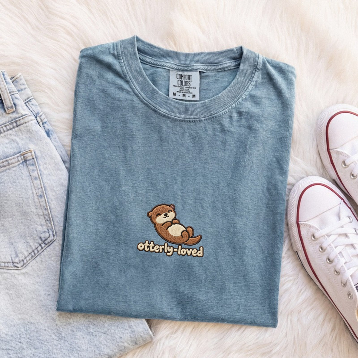 Otterly-loved Embroidered Otter T-Shirt