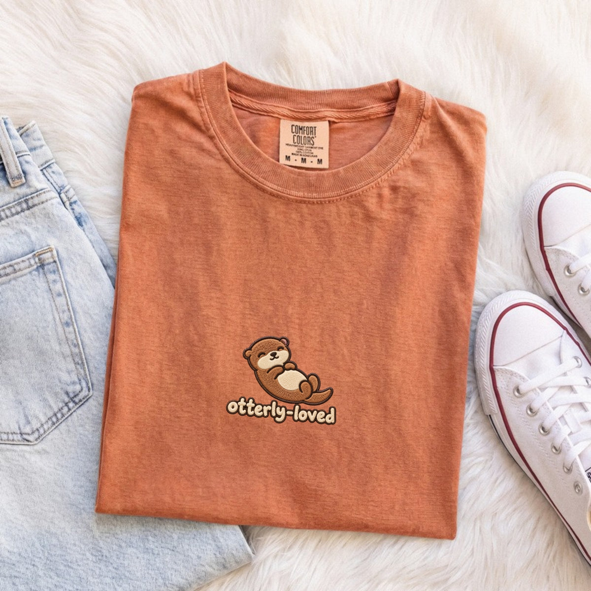 Otterly-loved Embroidered Otter T-Shirt