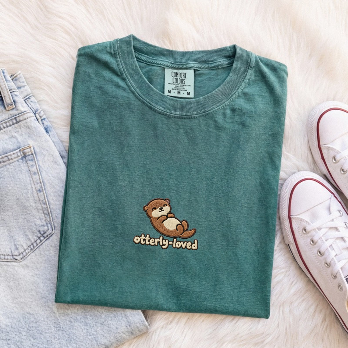 Otterly-loved Embroidered Otter T-Shirt