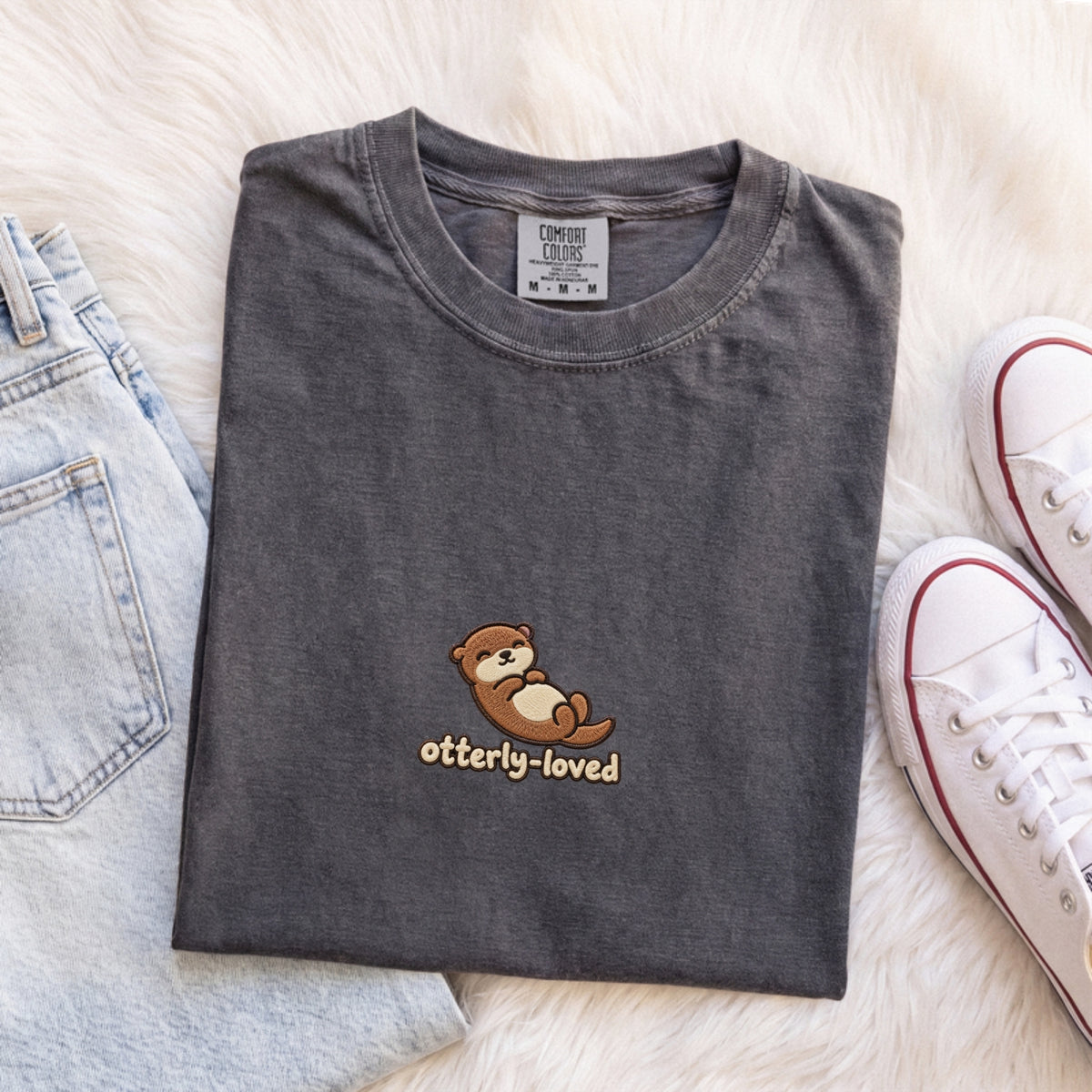 Otterly-loved Embroidered Otter T-Shirt