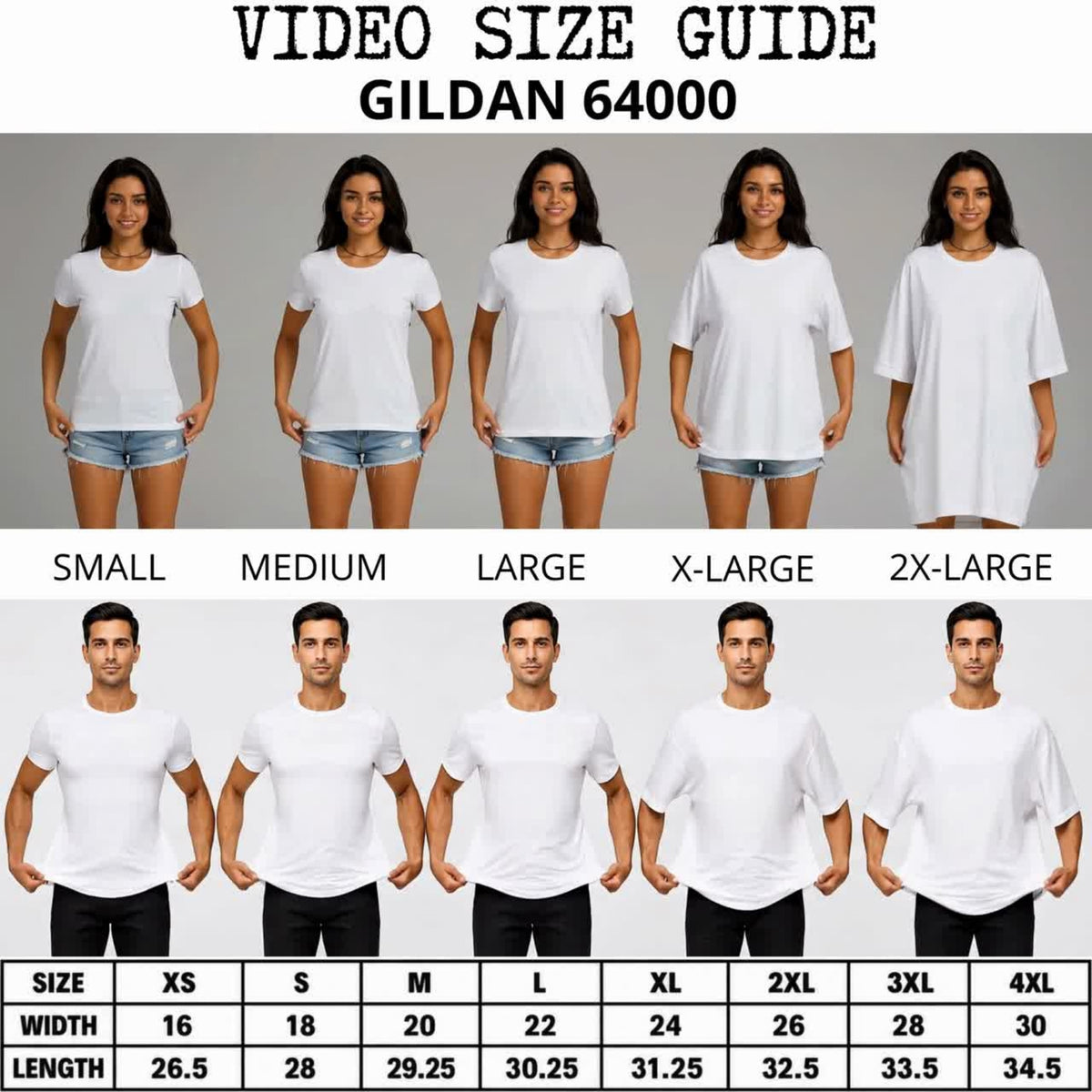 Gildan 64000 size chart